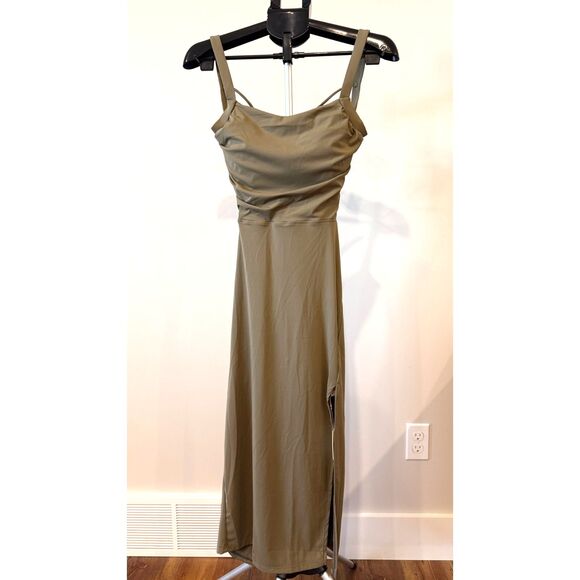 HALARA NWT Softly Zero Airy Green Ruched Lace Up Bodycon Dress Size Medium - Picture 3 of 12